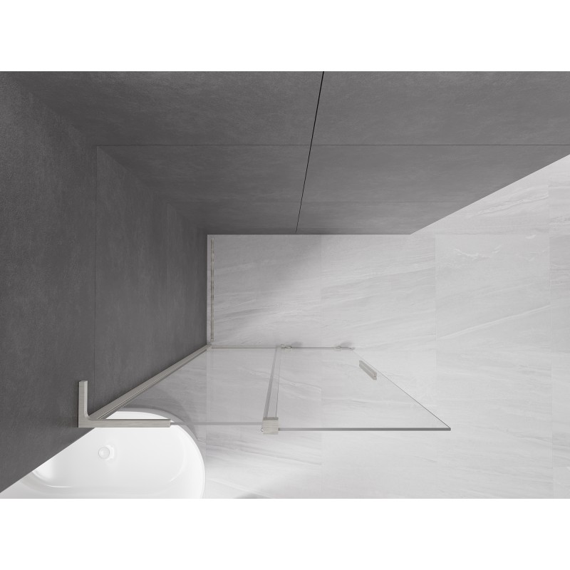 Mexen Velar L Schiebeduschwand Walk-in 120 x 200 cm, transparent 8 mm, gebürstetes Nickel - 871-120-003-03-97