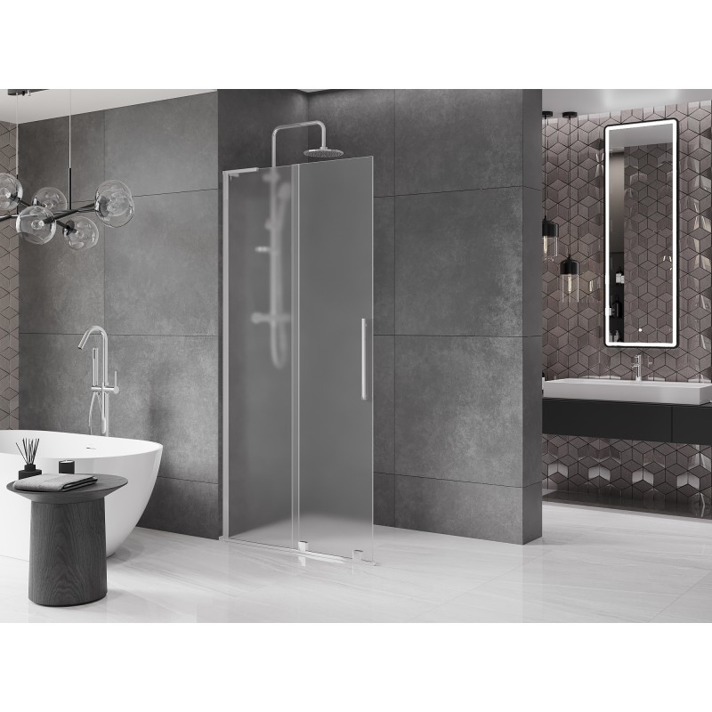 Mexen Velar L Duschtür verschiebbar Walk-in 100 x 200 cm, Frost 8 mm, Chrom - 871-100-003-33-01