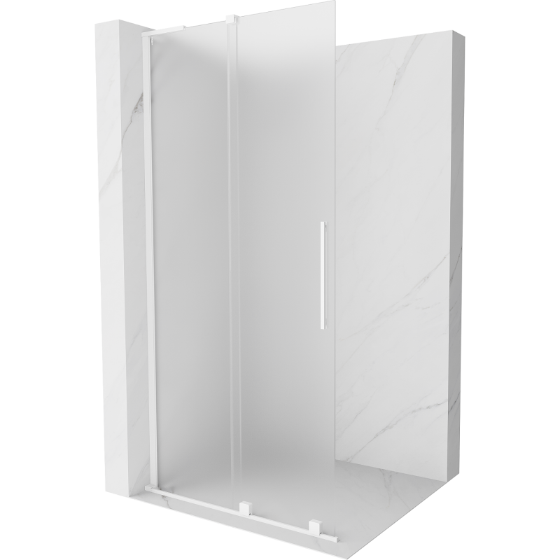 Mexen Velar L Duschwand zum Schieben Walk-in 100 x 200 cm, Frost 8 mm, Weiß - 871-100-003-33-20