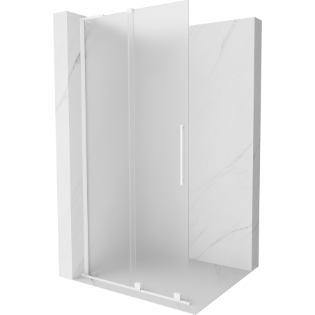 Mexen Velar L Duschwand zum Schieben Walk-in 100 x 200 cm, Frost 8 mm, Weiß - 871-100-003-33-20