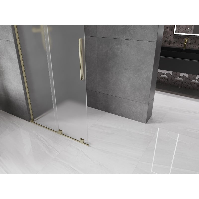 Mexen Velar L Duschwand verschiebbar Walk-in 120 x 200 cm, Mattglas 8 mm, Gold - 871-120-003-33-50