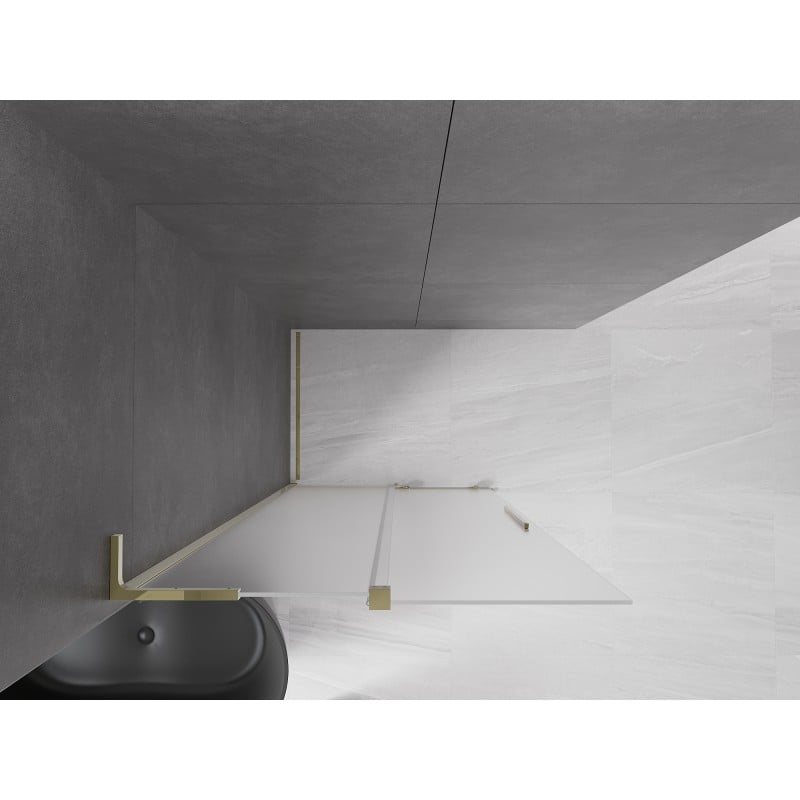 Mexen Velar L Duschwand Schiebetür Walk-in 90 x 200 cm, mattiert 8 mm, gold - 871-090-003-33-50
