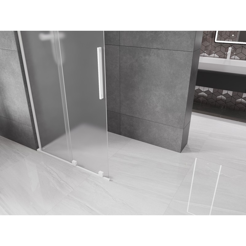 Mexen Velar L Duschwand Schiebetür Walk-in 110 x 200 cm, matt 8 mm, weiß - 871-110-003-33-20