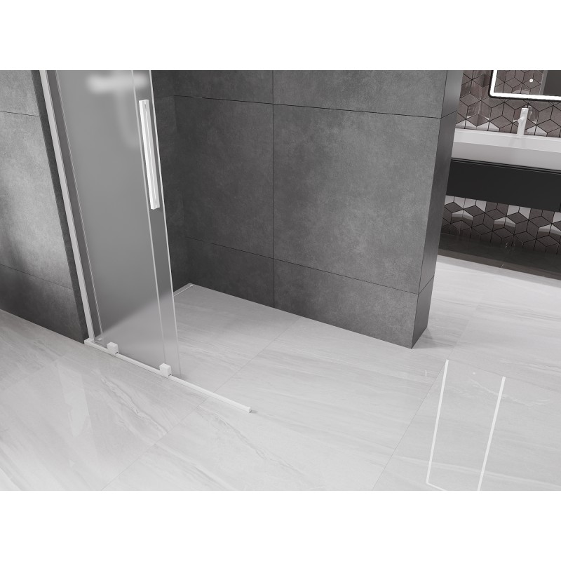 Mexen Velar L Duschwand Schiebetür Walk-in 110 x 200 cm, matt 8 mm, weiß - 871-110-003-33-20