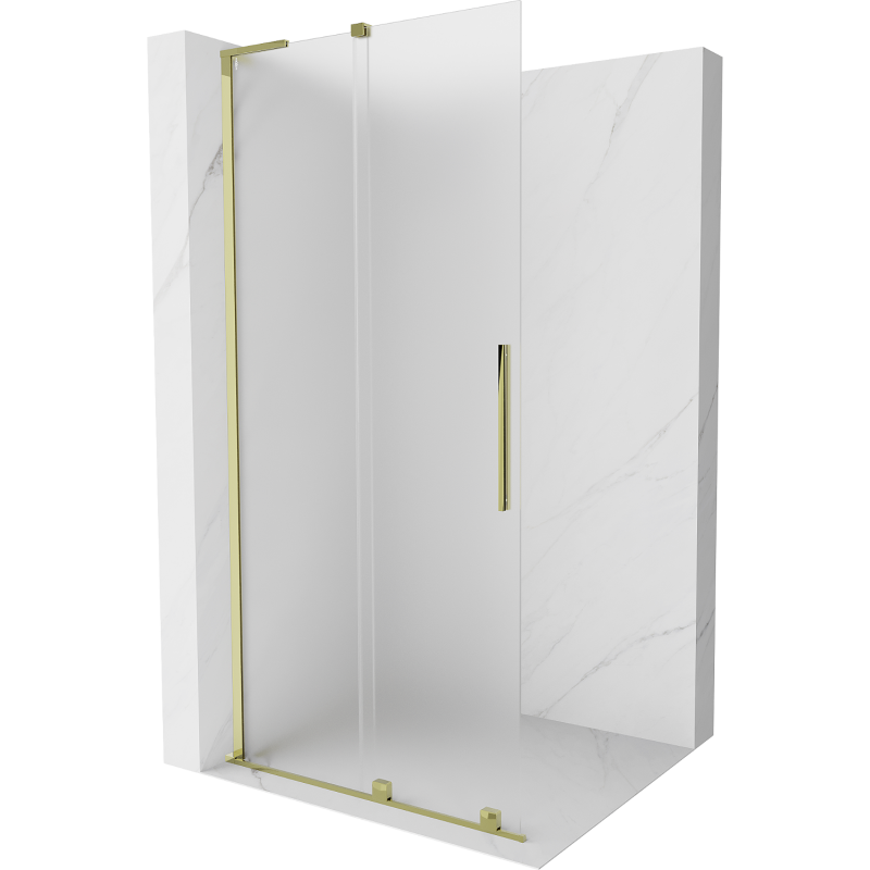 Mexen Velar L Duschwand Schiebetür Walk-in 110 x 200 cm, Mattglas 8 mm, Gold - 871-110-003-33-50