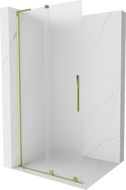 Mexen Velar L Duschwand Schiebetür Walk-in 110 x 200 cm, Mattglas 8 mm, Gold - 871-110-003-33-50