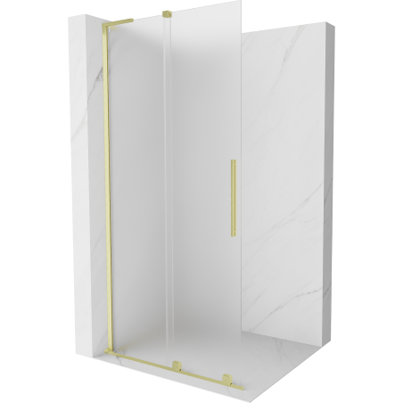 Mexen Velar L, verschiebbare Walk-in-Duschwand 90 x 200 cm, mattiert 8 mm, gebürstet gold - 871-090-003-33-55