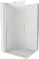 Mexen Velar L Duschwand schiebbar Walk-in 100 x 200 cm, satiniert 8 mm, gold gebürstet - 871-100-003-33-55