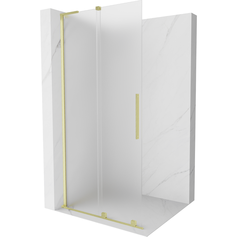 Mexen Velar L Duschwand verschiebbar Walk-in 110 x 200 cm, Raureif 8 mm, gebürstetes Gold - 871-110-003-33-55