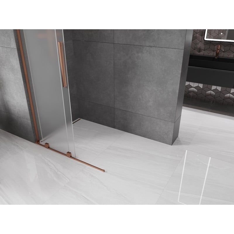 Mexen Velar L Duschwand zum Schieben Walk-in 90 x 200 cm, satiniert 8 mm, Roségold - 871-090-003-33-60