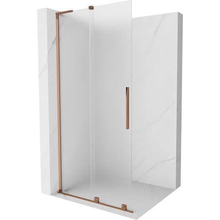 Mexen Velar L Duschwand, Schiebetür Walk-in 110 x 200 cm, mattiert 8 mm, Roségold - 871-110-003-33-60