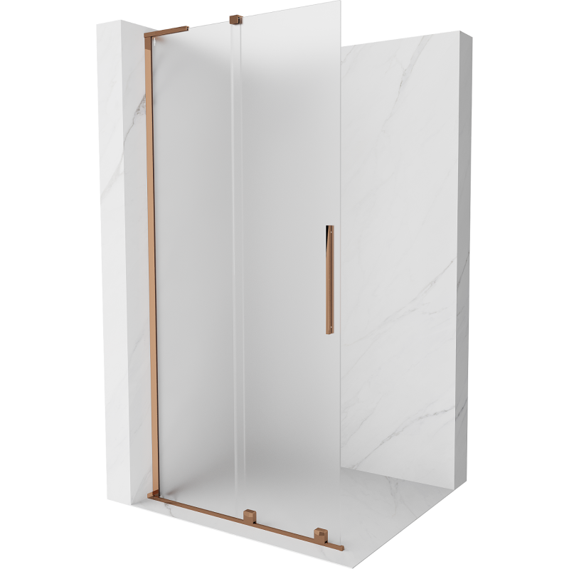 Mexen Velar L Duschwand zum Schieben Walk-in 90 x 200 cm, satiniert 8 mm, Roségold - 871-090-003-33-60