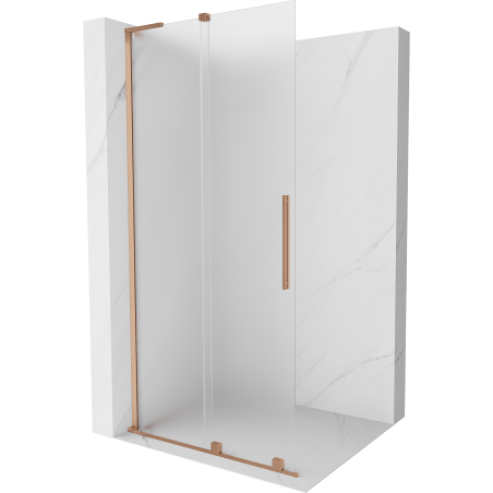 Mexen Velar L Duschwand Schiebbar Walk-in 90 x 200 cm, Frost 8 mm, Gebürstetes Kupfer - 871-090-003-33-65