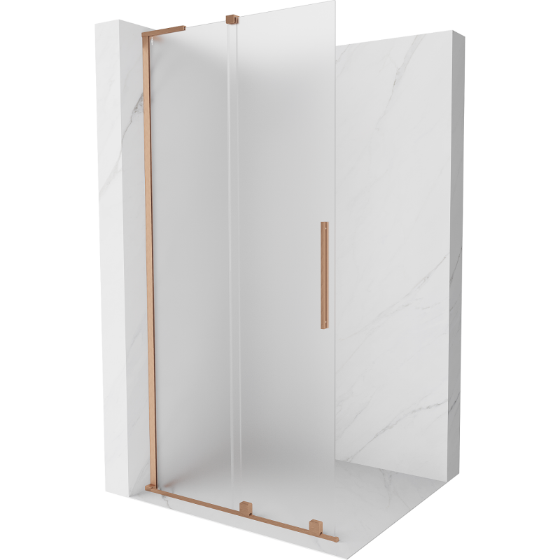 Mexen Velar L Duschwand verschiebbar Walk-in 100 x 200 cm, matt 8 mm, gebürstetes Kupfer - 871-100-003-33-65