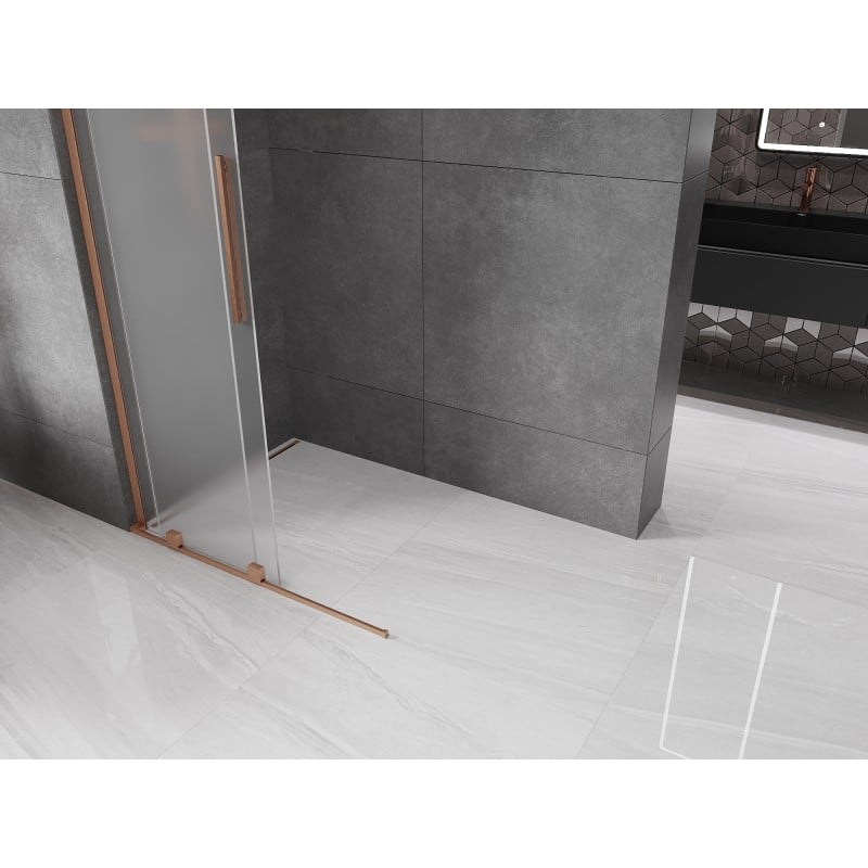 Mexen Velar L Schiebewand Walk-in 110 x 200 cm, 8 mm Frostglas, gebürstetes Kupfer - 871-110-003-33-65