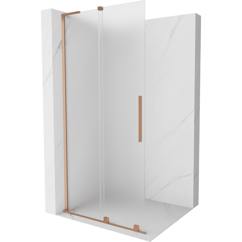 Mexen Velar L Duschwand verschiebbar Walk-in 120 x 200 cm, mattiert 8 mm, gebürstetes Kupfer - 871-120-003-33-65
