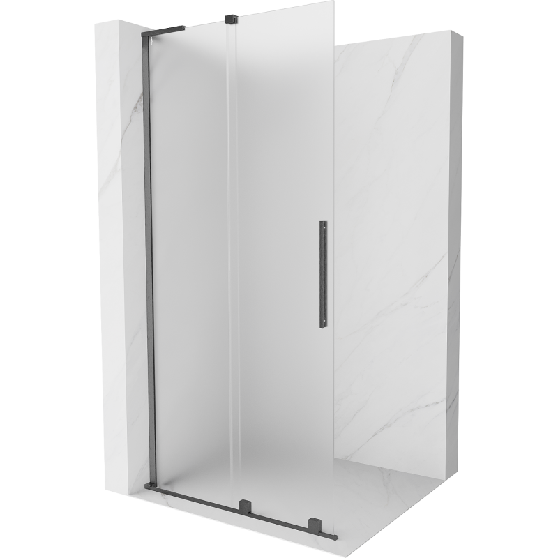 Mexen Velar L Verschiebbare Duschwand Walk-in 90 x 200 cm, Frost 8 mm, gebürstetes Gun Gray - 871-090-003-33-66