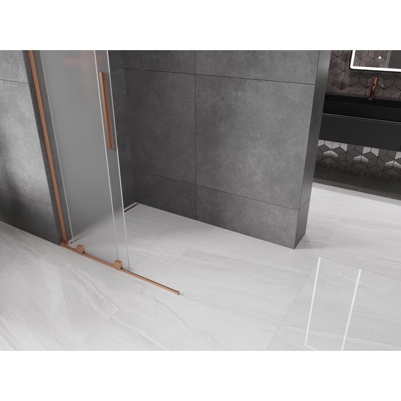 Mexen Velar L Duschwand verschiebbar Walk-in 120 x 200 cm, mattiert 8 mm, gebürstetes Kupfer - 871-120-003-33-65