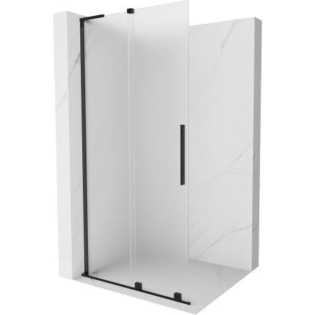 Mexen Velar L Duschwand Schiebbar Walk-in 90 x 200 cm, Raureif 8 mm, Schwarz - 871-090-003-33-70