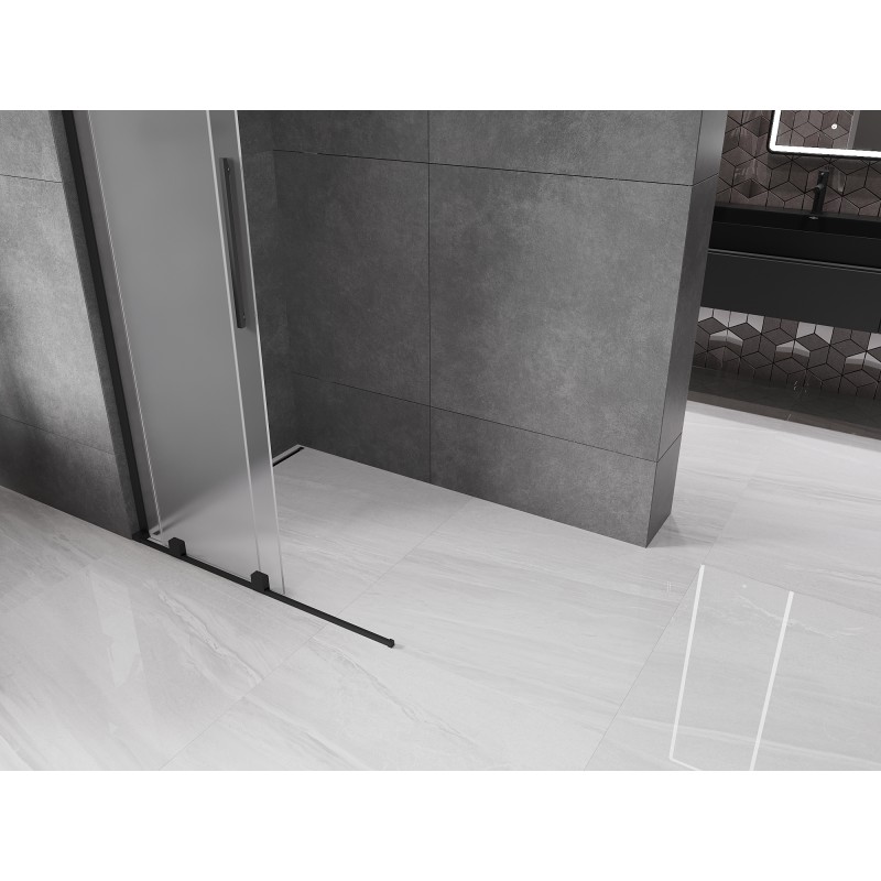 Mexen Velar L Duschwand, verschiebbar, Walk-in 120 x 200 cm, satiniert 8 mm, schwarz - 871-120-003-33-70