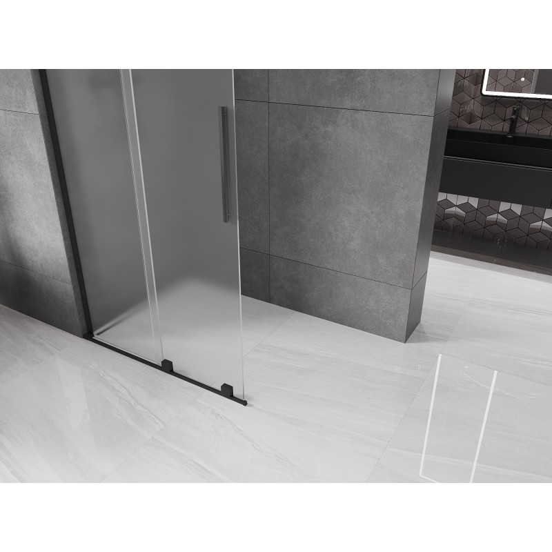 Mexen Velar L Duschwand, verschiebbar, Walk-in 120 x 200 cm, satiniert 8 mm, schwarz - 871-120-003-33-70