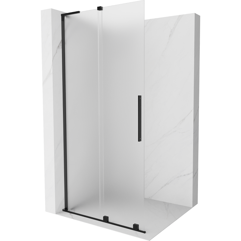 Mexen Velar L Duschwand zum Aufschieben Walk-in 100 x 200 cm, Frostglas 8 mm, schwarz - 871-100-003-33-70