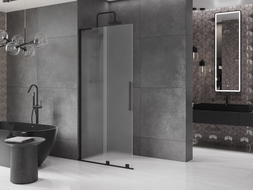 Mexen Velar L Duschwand Schiebbar Walk-in 90 x 200 cm, Raureif 8 mm, Schwarz - 871-090-003-33-70