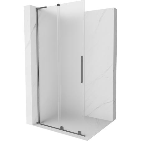 Mexen Velar L Duschwand Schiebetür Walk-in 100 x 200 cm, Mattglas 8 mm, Gun Metal - 871-100-003-33-95