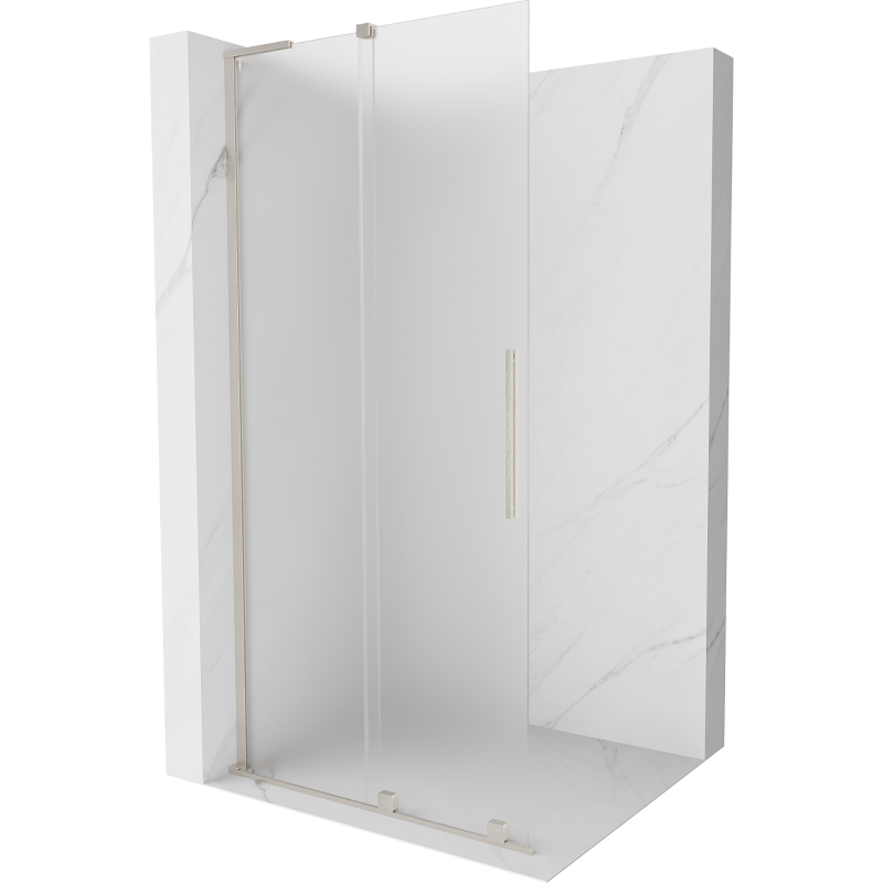 Mexen Velar L Duschwand verschiebbar Walk-in 90 x 200 cm, Frost 8 mm, gebürsteter Nickel - 871-090-003-33-97