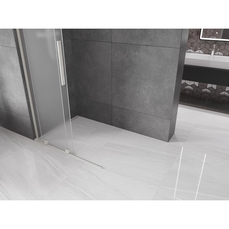 Mexen Velar L Walk-In Duschwand verschiebbar 100 x 200 cm, satiniert 8 mm, gebürsteter Nickel - 871-100-003-33-97