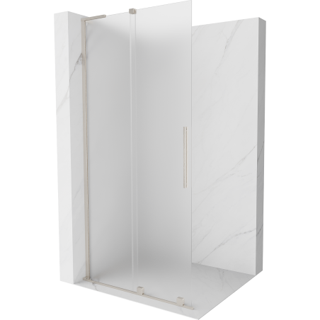 Mexen Velar L Duschwand Schiebetür Walk-in 120 x 200 cm, 8 mm Milchglas, gebürsteter Nickel - 871-120-003-33-97