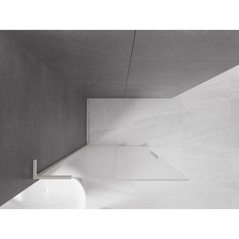 Mexen Velar L Duschwand Schiebetür Walk-in 120 x 200 cm, 8 mm Milchglas, gebürsteter Nickel - 871-120-003-33-97