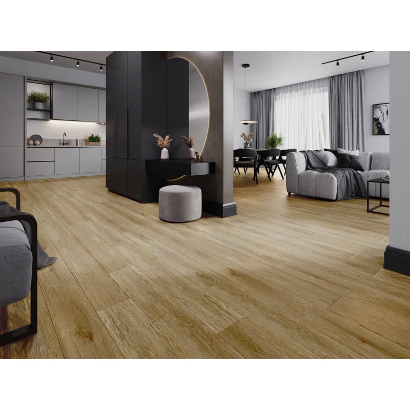 Mexen Manhattan Probe von SPC-Vinylpaneelen 6,5 mm, IXPE-Unterlage 1,5 mm, 4-V-Fuge, Eiche - F1041-S