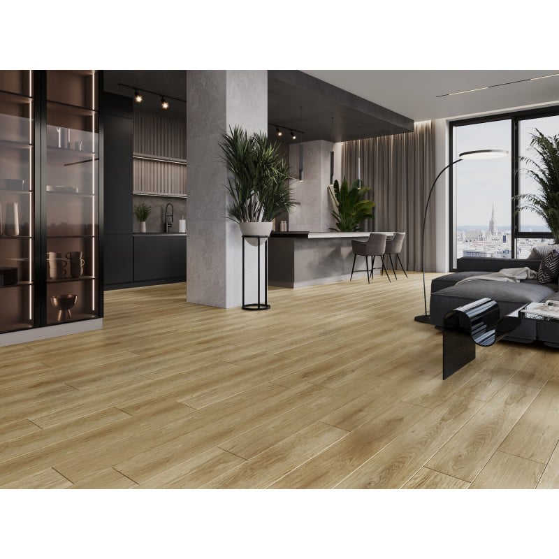Mexen Manhattan Probe von SPC-Vinylpaneelen 6,5 mm, IXPE-Unterlage 1,5 mm, 4-V-Fuge, Eiche - F1041-S