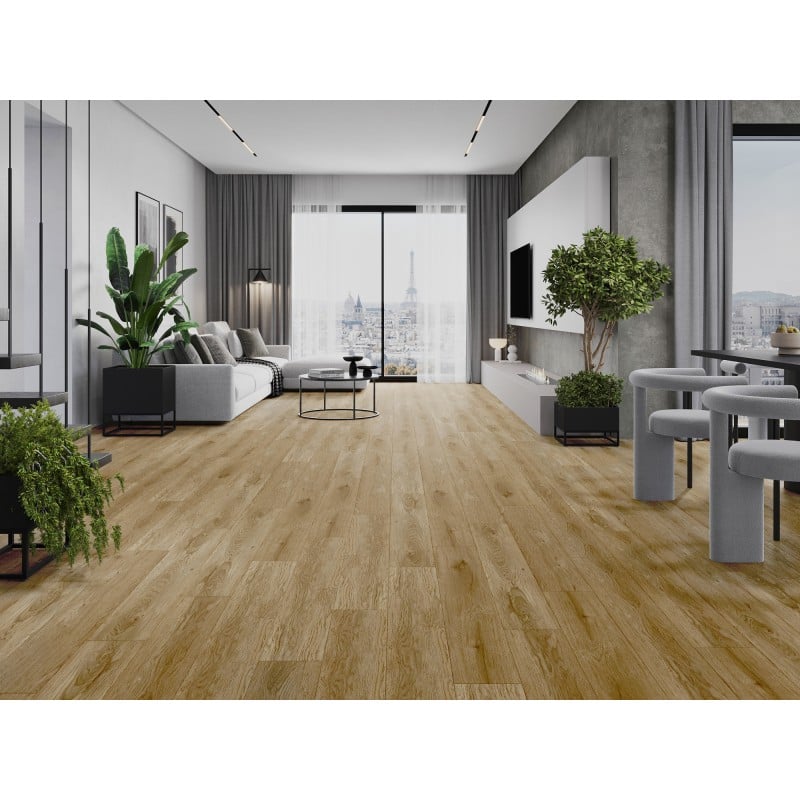 Mexen Manhattan Probe von SPC-Vinylpaneelen 6,5 mm, IXPE-Unterlage 1,5 mm, 4-V-Fuge, Eiche - F1041-S