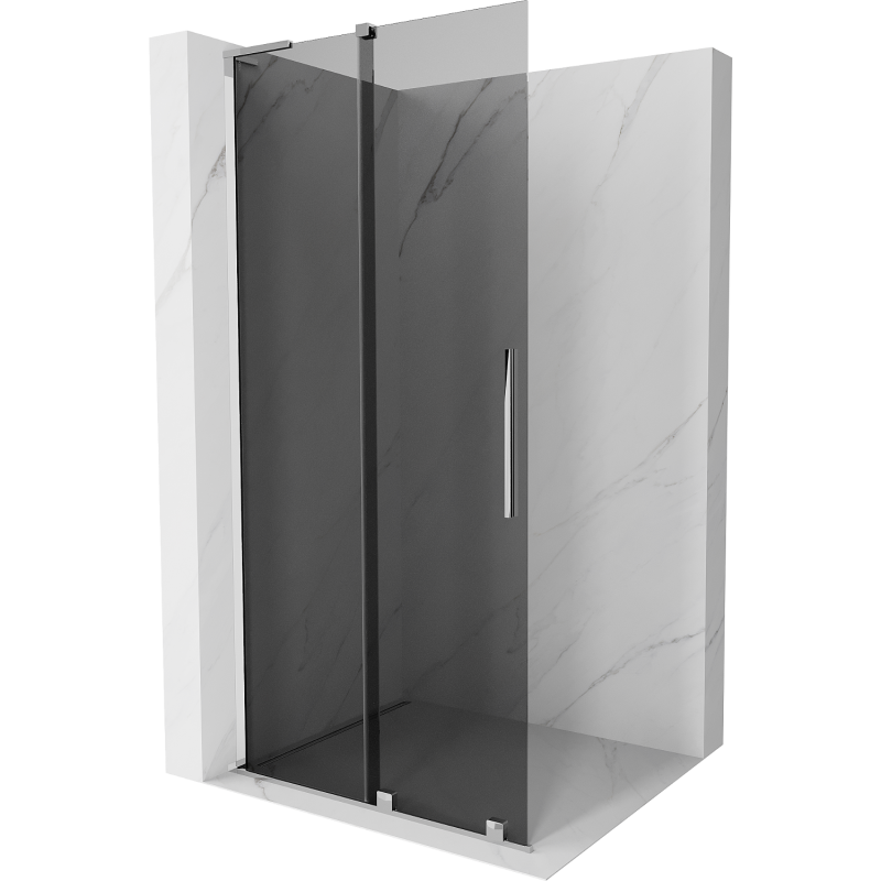 Mexen Velar L Duschwand schiebbar Walk-in 90 x 200 cm, Graphit 8 mm, Chrom - 871-090-003-43-01