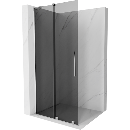 Mexen Velar L Duschwand schiebbar Walk-in 90 x 200 cm, Graphit 8 mm, Chrom - 871-090-003-43-01