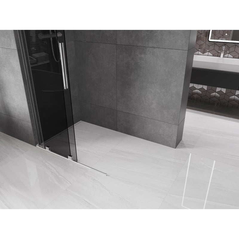 Mexen Velar L Walk-In-Duschwand 100 x 200 cm, Graphit 8 mm, Chrom - 871-100-003-43-01