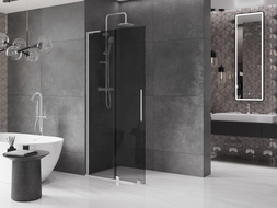 Mexen Velar L Duschwand Schiebetür Walk-in 110 x 200 cm, grafit 8 mm, Chrom - 871-110-003-43-01
