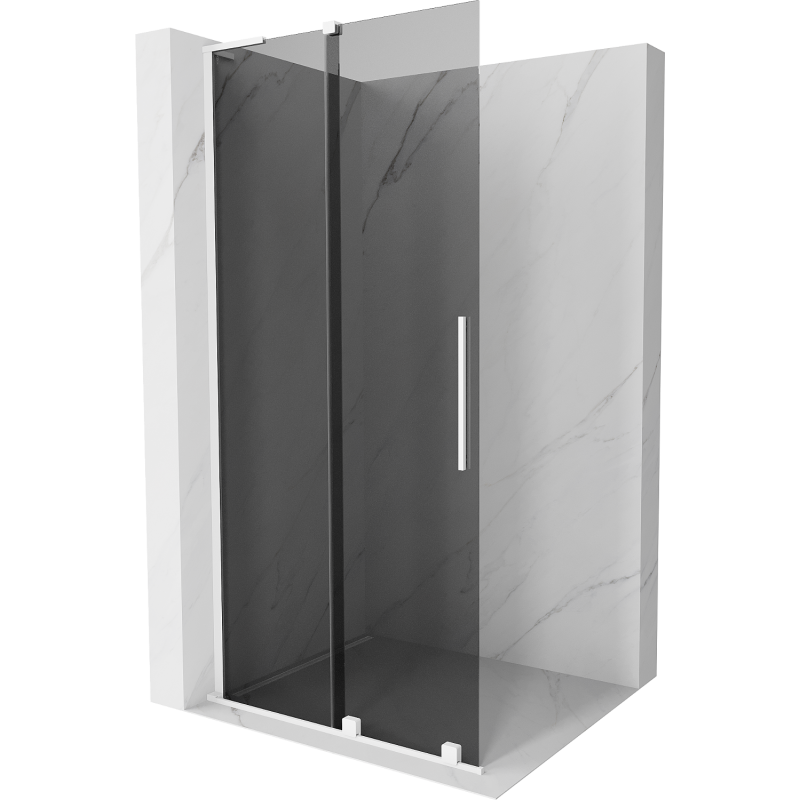 Mexen Velar L verschiebbare Duschwand Walk-in 90 x 200 cm, Graphit 8 mm, weiß - 871-090-003-43-20