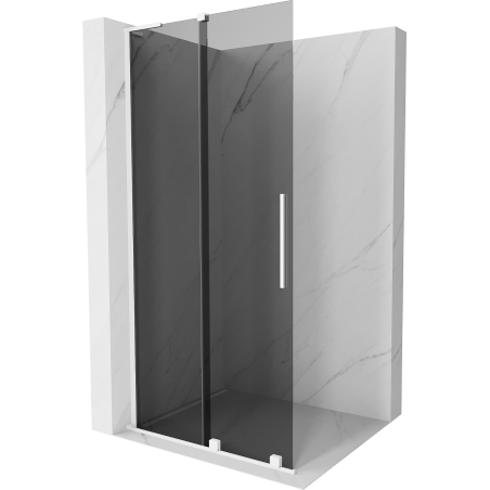 Mexen Velar L begehbare Duschwand schiebbar Walk-in 100 x 200 cm, graphit 8 mm, weiß - 871-100-003-43-20