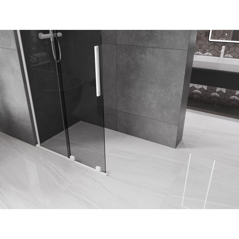 Mexen Velar L verschiebbare Duschwand Walk-in 90 x 200 cm, Graphit 8 mm, weiß - 871-090-003-43-20