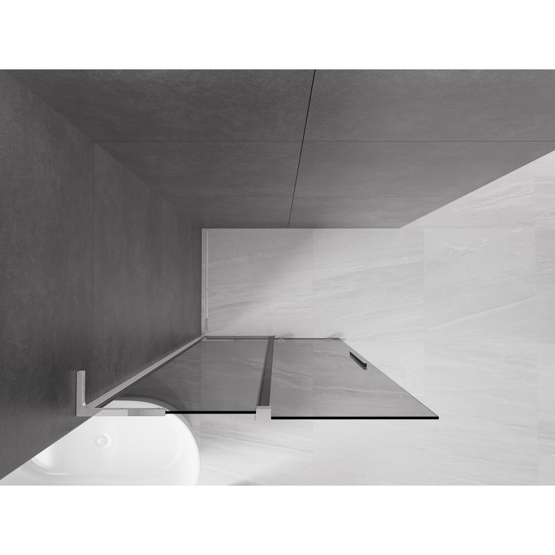 Mexen Velar L Schiebeduschwand Walk-in 120 x 200 cm, Graphit 8 mm, Chrom - 871-120-003-43-01