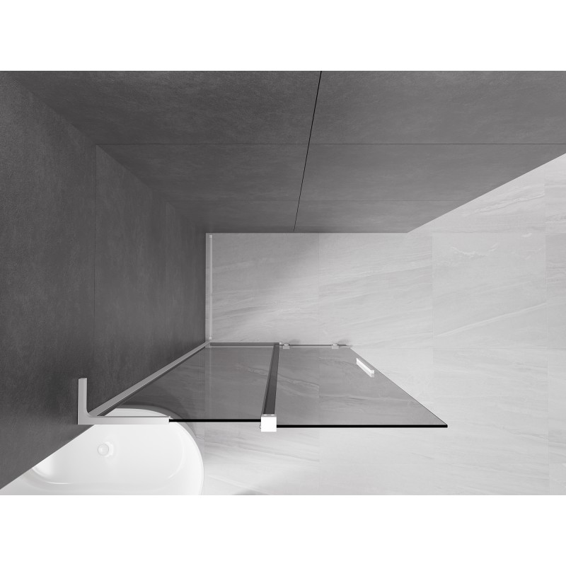Mexen Velar L Duschwand verschiebbar Walk-in 110 x 200 cm, graphit 8 mm, weiß - 871-110-003-43-20