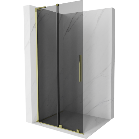 Mexen Velar L Duschwand verschiebbar Walk-in 90 x 200 cm, Graphit 8 mm, Gold - 871-090-003-43-50