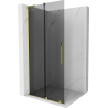Mexen Velar L Duschwand verschiebbar Walk-in 90 x 200 cm, Graphit 8 mm, Gold - 871-090-003-43-50