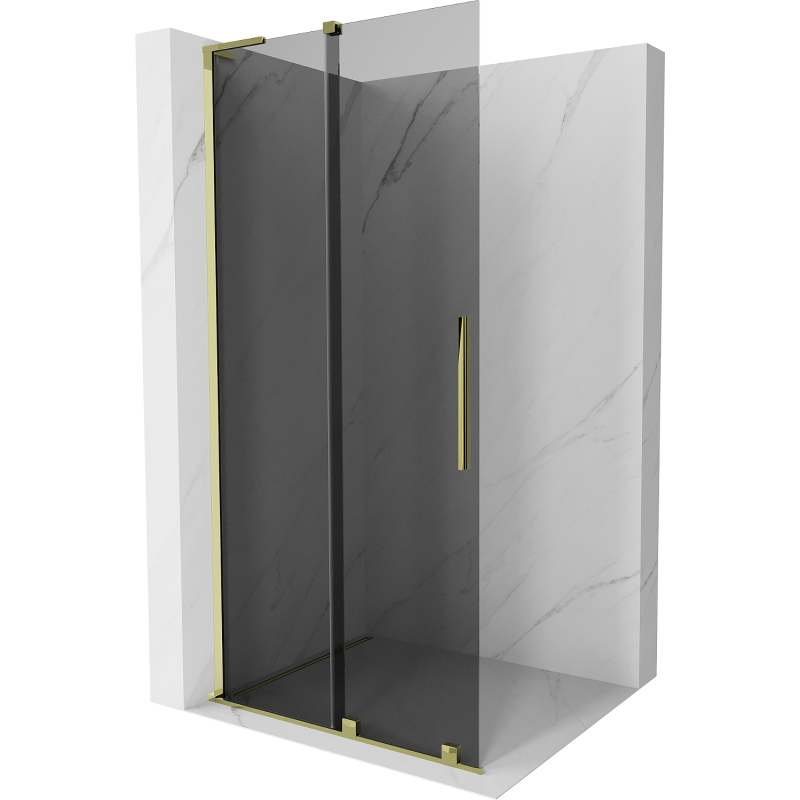 Mexen Velar L Duschtrennwand verschiebbar Walk-in 100 x 200 cm, Graphit 8 mm, Gold - 871-100-003-43-50