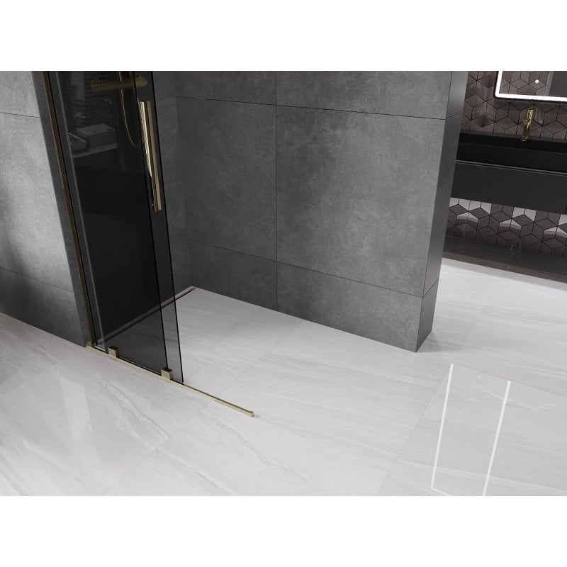 Mexen Velar L Duschwand zum Schieben Walk-in 120 x 200 cm, Graphit 8 mm, Gold - 871-120-003-43-50