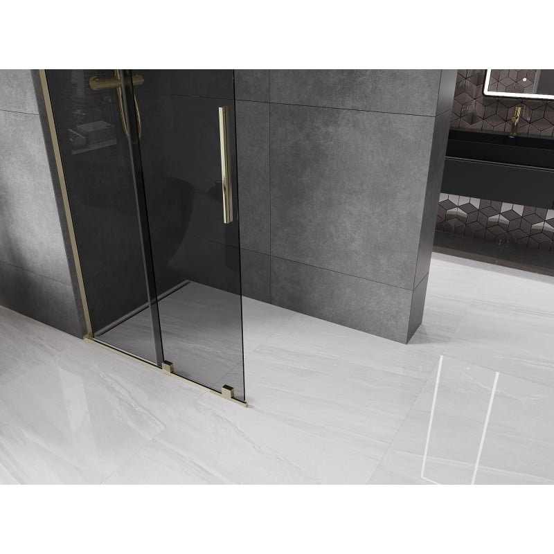 Mexen Velar L Schiebetrennwand Walk-in 110 x 200 cm, graphit 8 mm, gold - 871-110-003-43-50