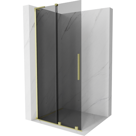 Mexen Velar L Duschwand zum Schieben Walk-in 90 x 200 cm, grafit 8 mm, gold gebürstet - 871-090-003-43-55